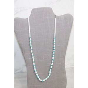 Vintage Navajo Coral, Turquoise, & Silver Heishi Single Strand Necklace 31G, 24"